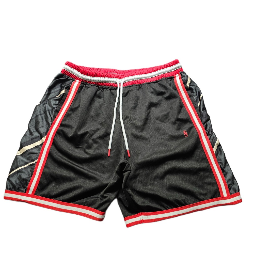 NBA Basketball Shorts Mens Size XL Black Red Athleisure Gym Training Drawstring